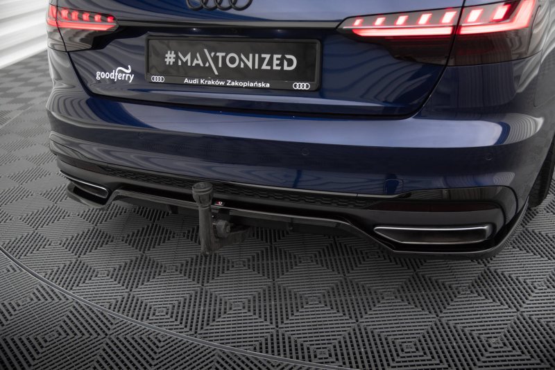 Maxton Mittlerer Cup Diffusor Heck Ansatz V.2 Audi A4 S-Line B9 Facelift schwarz Hochglanz AU-A4-B9F-SLINE-RD3G+RD4-G