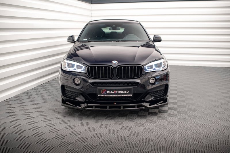Maxton Front Ansatz V.3 für BMW X6 M-Paket F16 schwarz Hochglanz BM-X6-16-MPACK-FD3G+FD3R-G