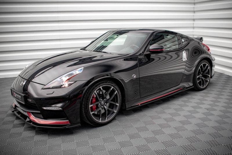 Maxton Seitenschweller Ansatz für V.2 für Nissan 370Z Nismo Facelift schwarz Hochglanz NI-370Z-NISMO-SD2-G