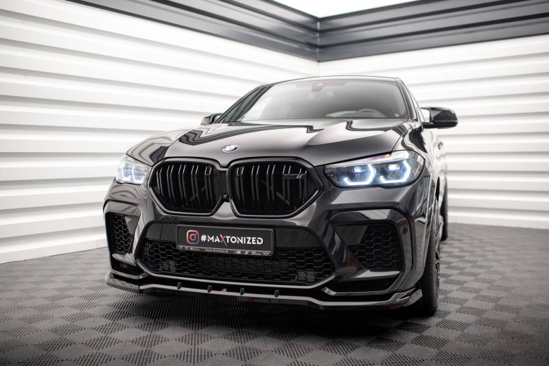 Maxton Front Ansatz V.1 für BMW X6 M F96 schwarz Hochglanz BM-X6-F96-M-FD1-G