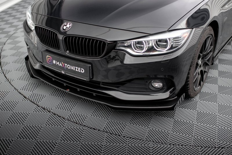 Maxton Street Pro Front Ansatz für +Flaps für + Flaps BMW 4er Gran Coupe F36 schwarz Hochglanz BM4F36GCCNC-FD1B+FSF1-G