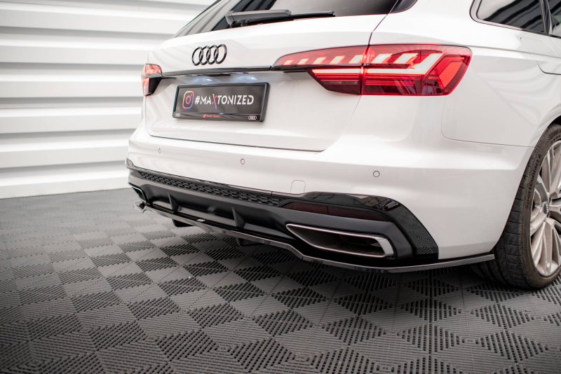 Maxton Mittlerer Diffusor Heck Ansatz DTM Look für Audi A4 S-Line B9 Facelift schwarz Hochglanz AU-A4-B9F-SLINE-RD1G+RD2-G