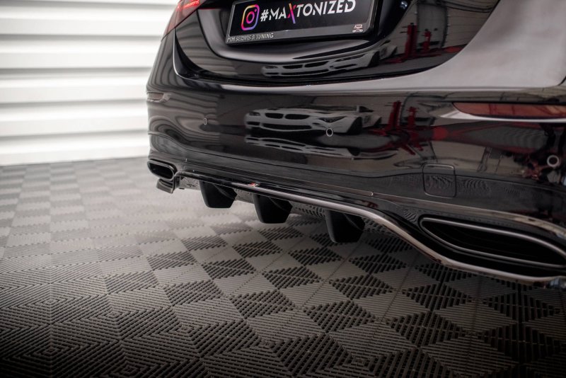 Maxton Mittlerer Diffusor Heck Ansatz DTM Look für Mercedes-Benz S AMG-Line W223 schwarz Hochglanz ME-S-223-AMGLINE-RD1G+RD2-G