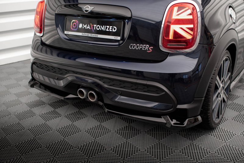 Maxton Zentrale Hinten Splitte Mini Cooper S F56 Facelift schwarz Hochglanz MC-S-3F-56-JCW-RD1-G