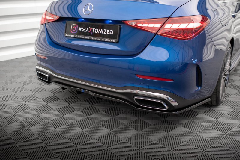 Maxton Mittlerer Diffusor Heck Ansatz DTM Look für Mercedes-Benz C AMG-Line W206 schwarz Hochglanz ME-C-206-AMGLINE-K-RD1G+RD2-G
