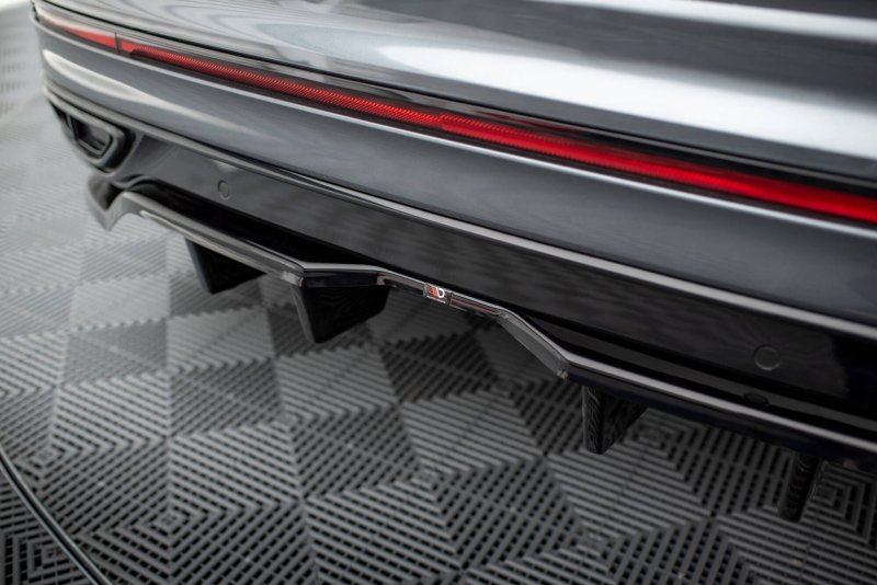 Maxton Mittlerer Cup Diffusor Heck Ansatz VW Tiguan Allspace R-Line Mk2 Facelift schwarz Hochglanz VW-TI-2F-RLINE-LWB-RD1G+RD2-G
