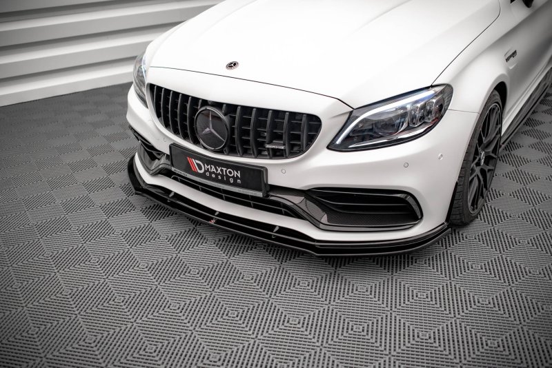 Maxton Front Ansatz V.1 für Mercedes-AMG C63 Coupe AMG Aero Pack C205 Facelift schwarz Hochglanz ME-C-205F-AMG-C-FD1-G