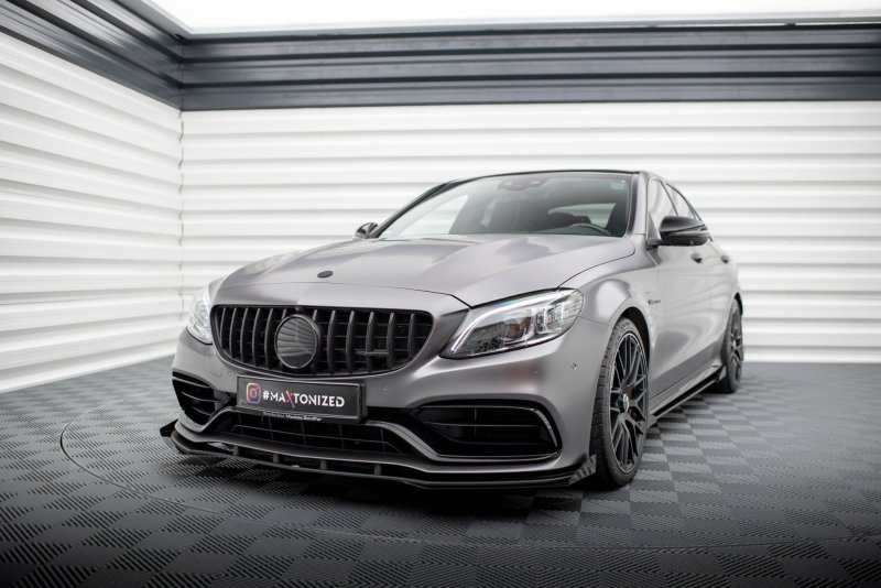 Maxton Front Flaps Mercedes-AMG C63 Limousine / Kombi W205 Facelift schwarz Hochglanz MEC205F63CNC-FSF1-G