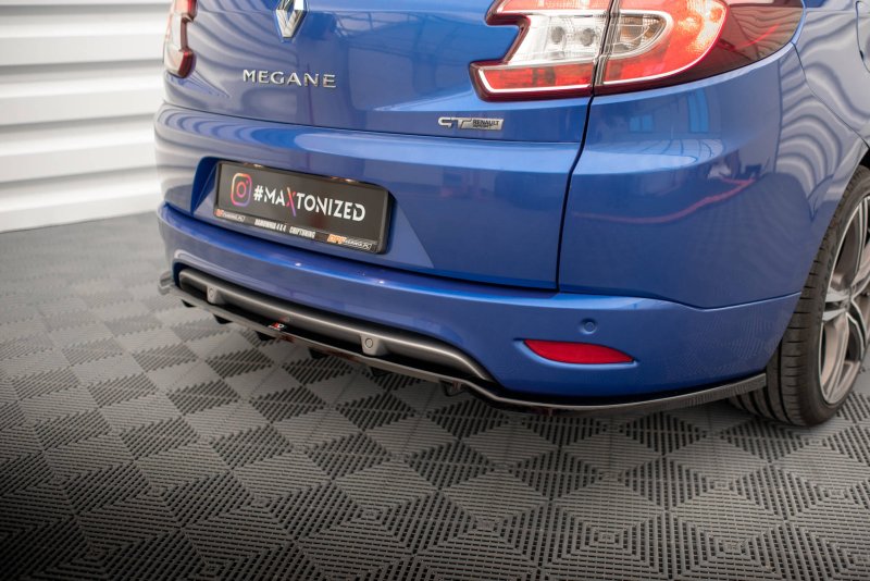 Maxton Mittlerer Diffusor Heck Ansatz DTM Look für Renault Megane GT Line Grandtour Mk3 Facelift schwarz Hochglanz RE-ME-3F-GT-K-RD1G+RD2-G