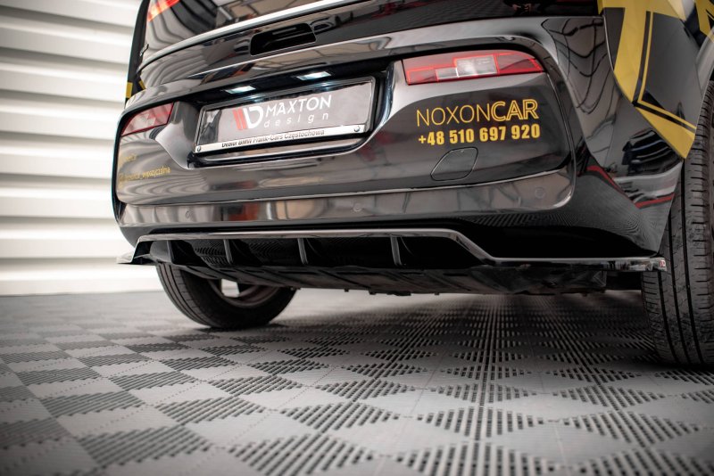 Maxton Mittlerer Diffusor Heck Ansatz DTM Look für BMW i3 Mk1 Facelift schwarz Hochglanz BM-I3-1-RD1G+RD2-G