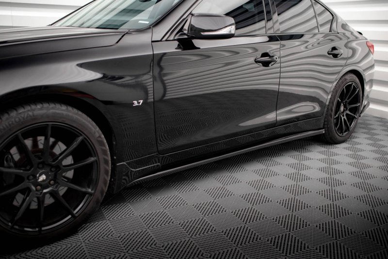 Maxton Seitenschweller Ansatz für Infiniti Q50 S Mk1 schwarz Hochglanz IN-Q50S-1-SD1-G