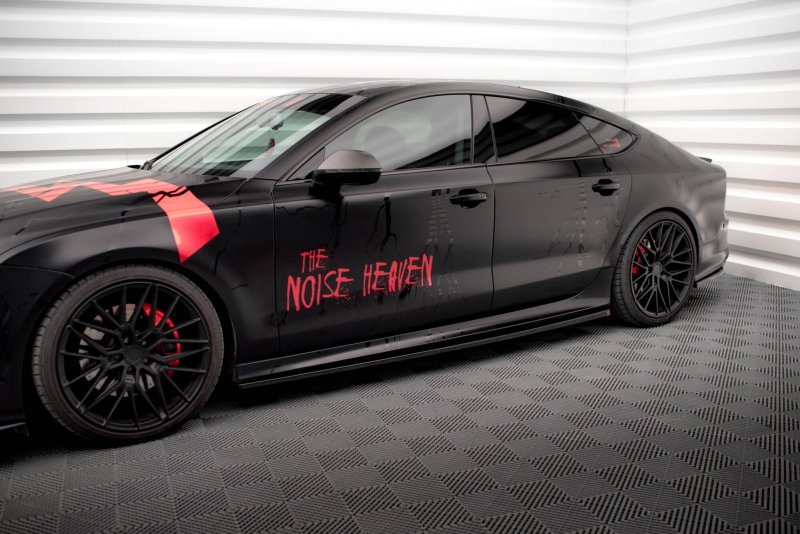 Maxton Seitenschweller Ansatz Audi A7 RS7 Look C7 schwarz Hochglanz AU-A7-C7-SLINE-SD1-G