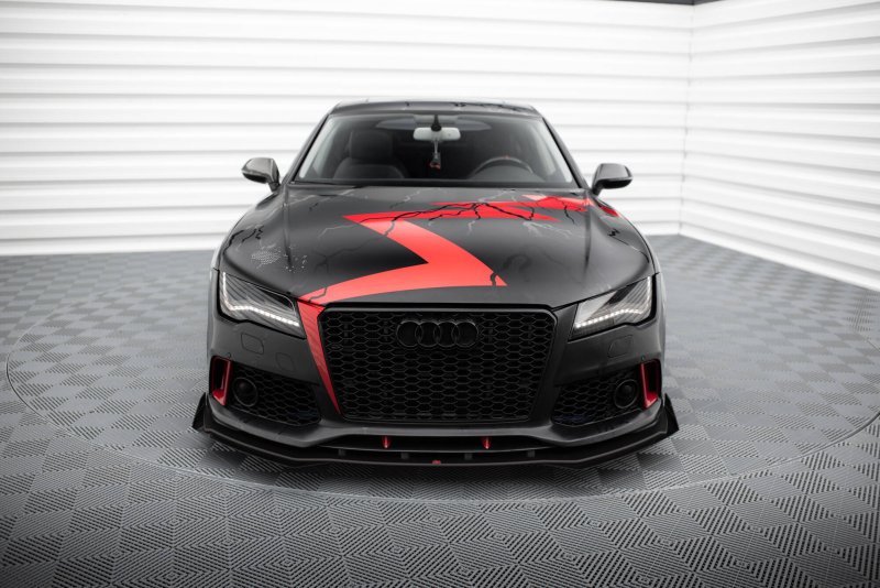 Maxton Street Pro Front Ansatz + Flaps Audi A7 RS7 Look C7 schwarz Hochglanz AUA7C7RS7LOOKCNC-FD1BRB+FSF1-G