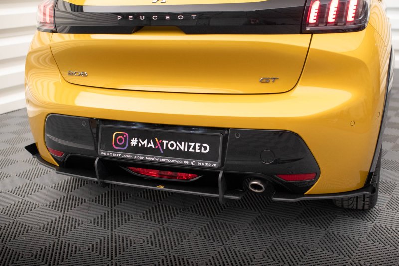 Maxton Street Pro Heck Ansatz Flaps Diffusor +Flaps für Peugeot 208 GT Mk2 schwarz Hochglanz PE2082GTCNC-RS1B+BRBI+RSF1-G