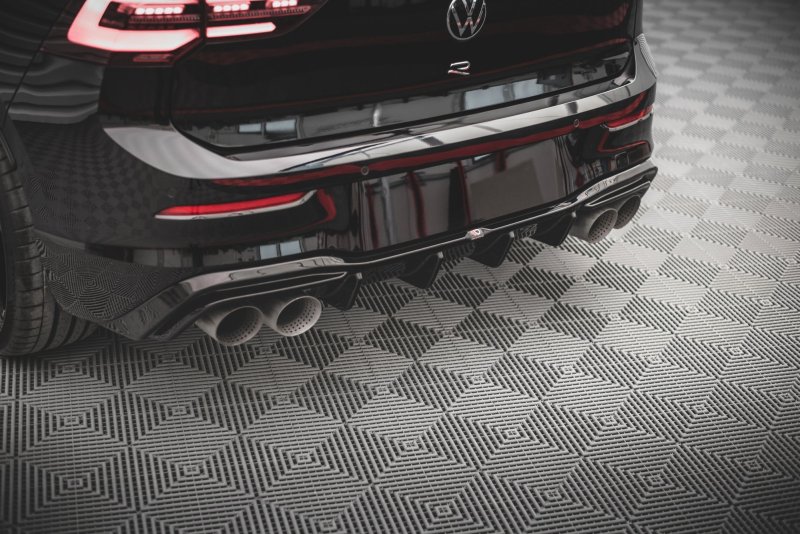 Maxton Diffusor Heck Ansatz V.2 für Volkswagen Golf R Mk8 schwarz Hochglanz VW-GO-8-R-RS2-G