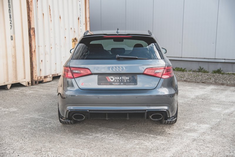 Maxton Heck Ansatz Flaps Diffusor V.1 für Audi RS3 8V Sportback schwarz Hochglanz AU-RS3-8V-RSD1-G