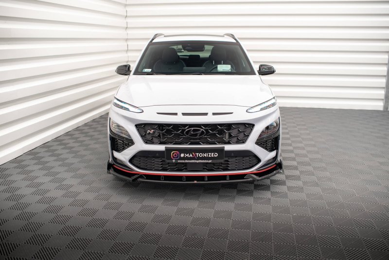 Maxton Front Ansatz V.1 für Hyundai Kona N Mk1 schwarz Hochglanz HY-KO-1-N-FD1-G
