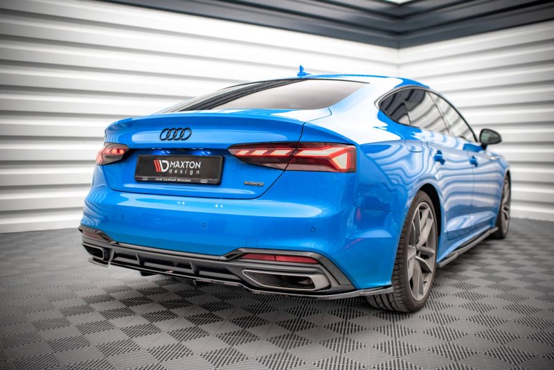 Maxton Mittlerer Diffusor Heck Ansatz DTM Look für Audi A5 S-Line F5 Facelift schwarz Hochglanz AU-A5-2F-SLINE-SB-RD1G+RD2-G