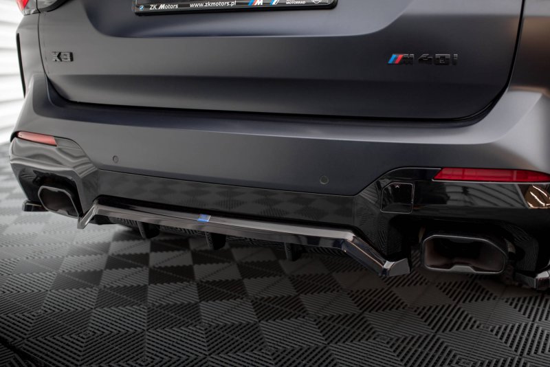 Maxton Mittlerer Diffusor Heck Ansatz DTM Look für BMW X3 M-Paket G01 Facelift schwarz Hochglanz BM-X3-01F-MPACK-RD1G+RD2-G