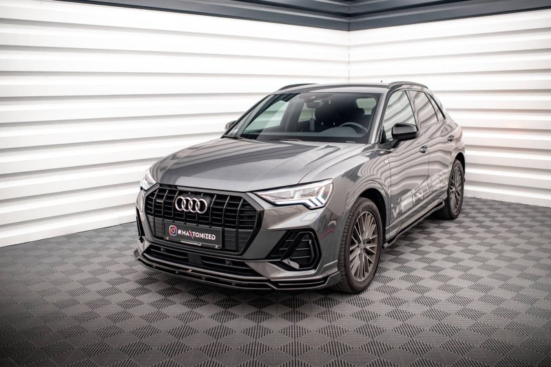 Maxton Front Ansatz V.2 für Audi Q3 S-Line F3 schwarz Hochglanz AU-Q3-2-SLINE-FD2G+FD2R-G