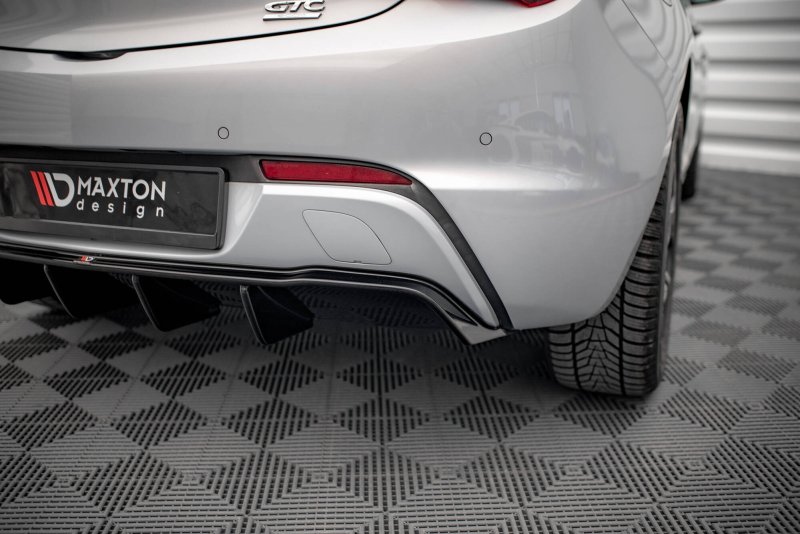 Maxton Diffusor Heck Ansatz Opel Astra GTC OPC-Line J (Version mit einseitigem Einzelauspuff) schwarz Hochglanz OP-AS-J-GTC-OPCLINE-RS1G+RS2R-G