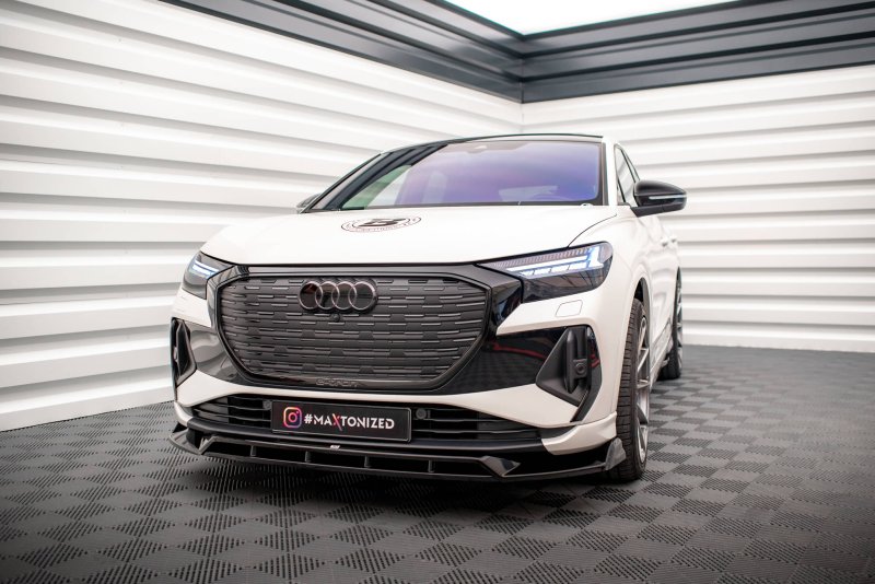 Maxton Front Ansatz V.2 für Audi Q4 e-tron Sportback Mk1 schwarz Hochglanz AU-Q4-ETRON-1-SB-FD2G+FD2R-G
