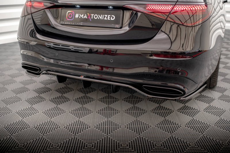 Maxton Mittlerer Diffusor Heck Ansatz DTM Look für Mercedes-Benz S AMG-Line W223 schwarz Hochglanz ME-S-223-AMGLINE-RD1G+RD2-G