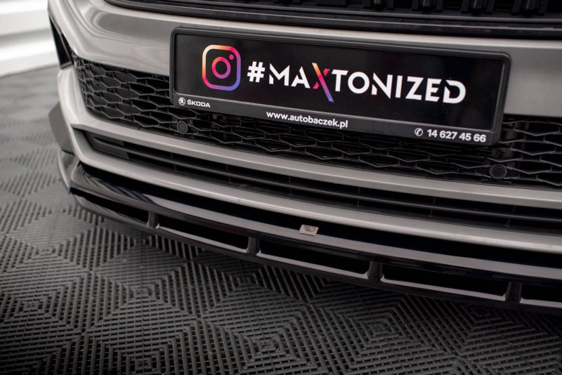 Maxton Front Ansatz für Skoda Karoq Sportline Mk1 Facelift schwarz Hochglanz SK-KA-1F-SL-FD1G+FD1R-G