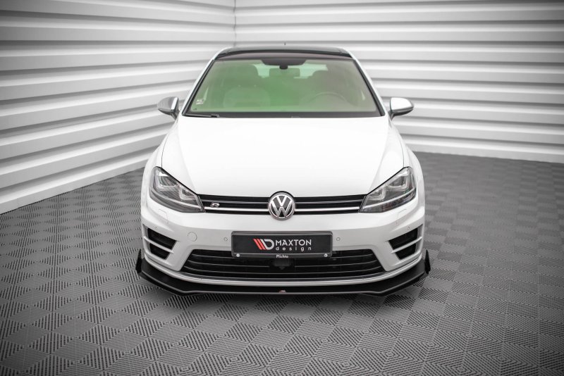 Maxton Street Pro Front Ansatz +Flaps für V.1 + Flaps Volkswagen Golf R Mk7 schwarz Hochglanz VWGO7RCNC-FD1BRB+FSF1-G
