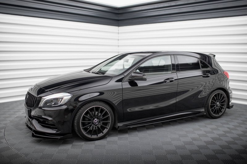 Maxton Side Flaps Mercedes-Benz A AMG-Line W176 Facelift schwarz Hochglanz MEA176FAMGLINECNC-SF1-G