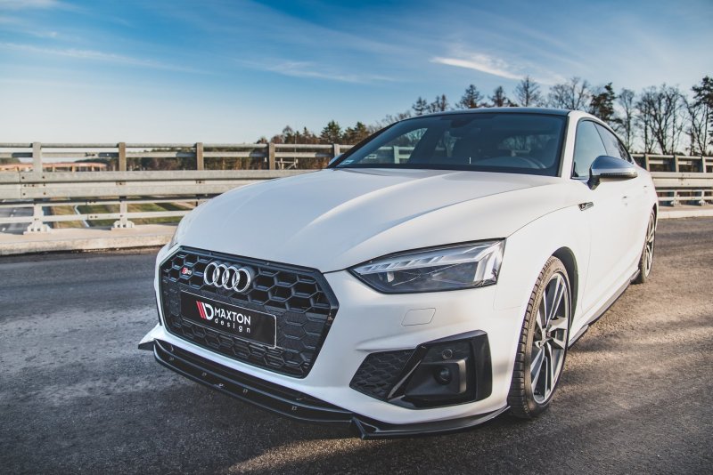 Maxton Front Ansatz V.2 für Audi S5 / A5 S-Line F5 Facelift schwarz Hochglanz AU-S5-2F-FD2-G