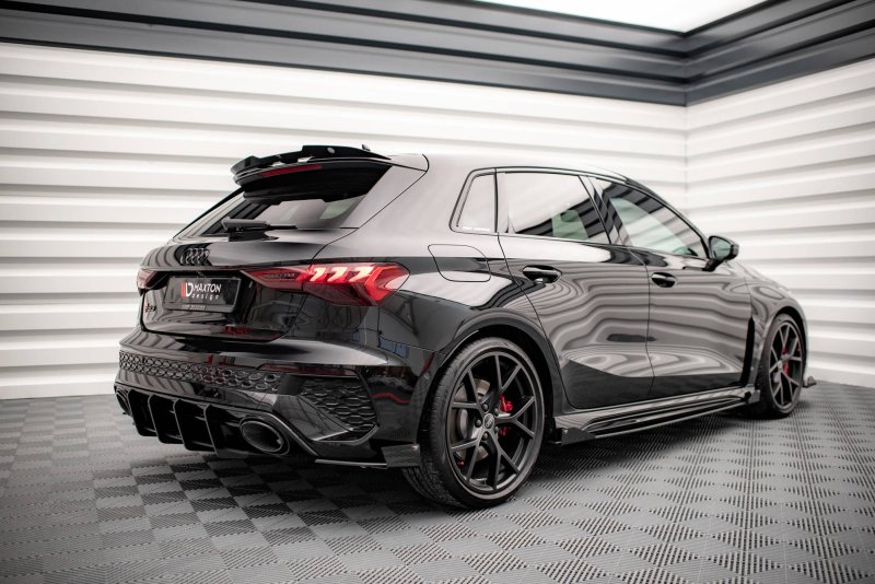 Maxton Street Pro Heck Ansatz Flaps Diffusor +Flaps für Audi RS3 Sportback 8Y schwarz Hochglanz AURS38YCNC-RSD1BRB+RSF1-G