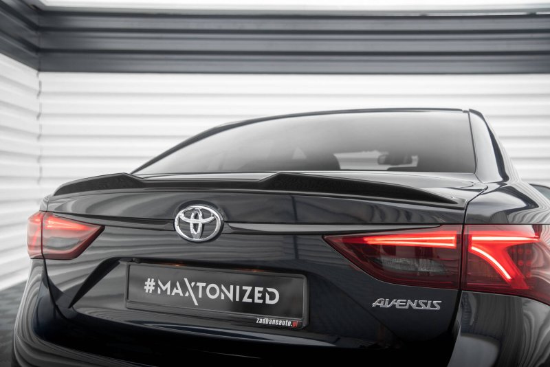 Maxton Spoiler CAP Abrisskante 3D Toyota Avensis Limousine Mk3 Facelift schwarz Hochglanz TO-AV-3F2-S-CAP1-G