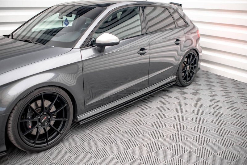 Maxton Street Pro Seitenschweller Ansatz für Audi S3 / A3 S-Line Sportback 8V Facelift AUS33FSBCNC-SD1BRB