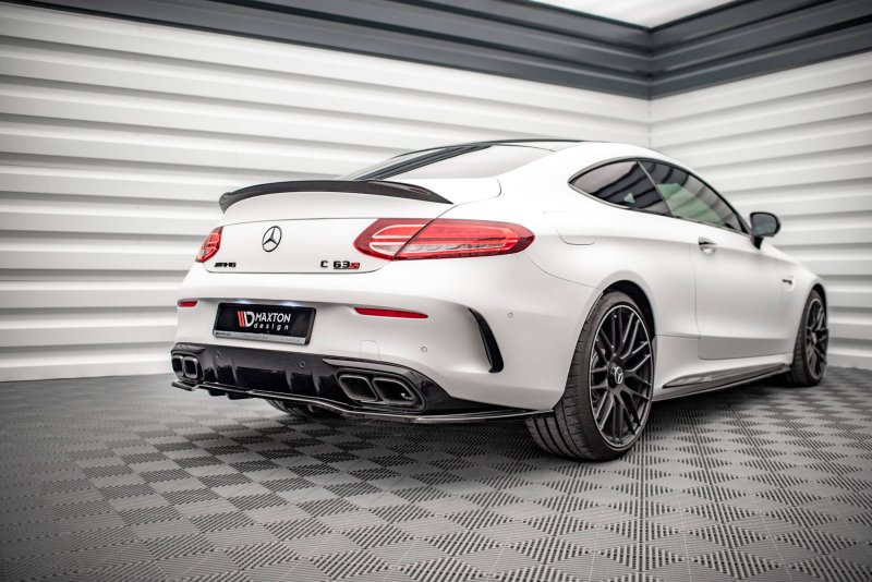Maxton Mittlerer Diffusor Heck Ansatz DTM Look für Mercedes-AMG C 63 AMG Coupe AMG Aero Pack C205 Facelift schwarz Hochglanz ME-C-205F-AMG-C-RD1G+RD2-G