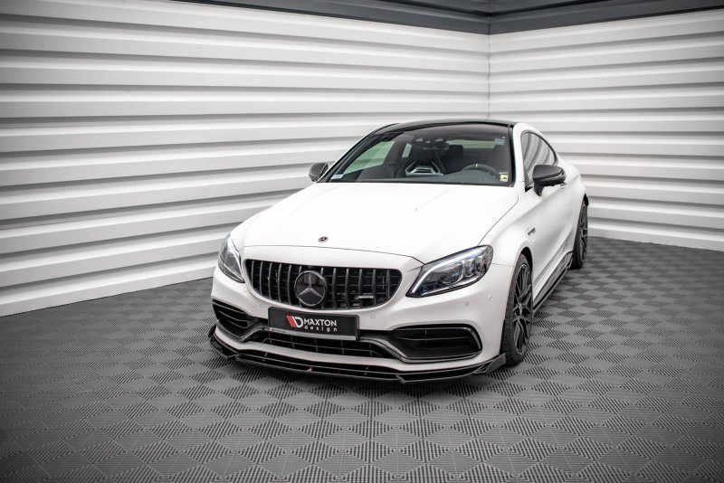 Maxton Front Ansatz V.2 für Mercedes-AMG C63 Coupe AMG Aero Pack C205 Facelift schwarz Hochglanz ME-C-205F-AMG-C-FD2-G