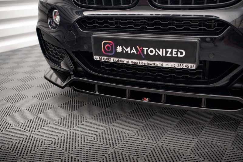 Maxton Front Ansatz V.2 für BMW X6 M-Paket F16 schwarz Hochglanz BM-X6-16-MPACK-FD2G+FD2R-G