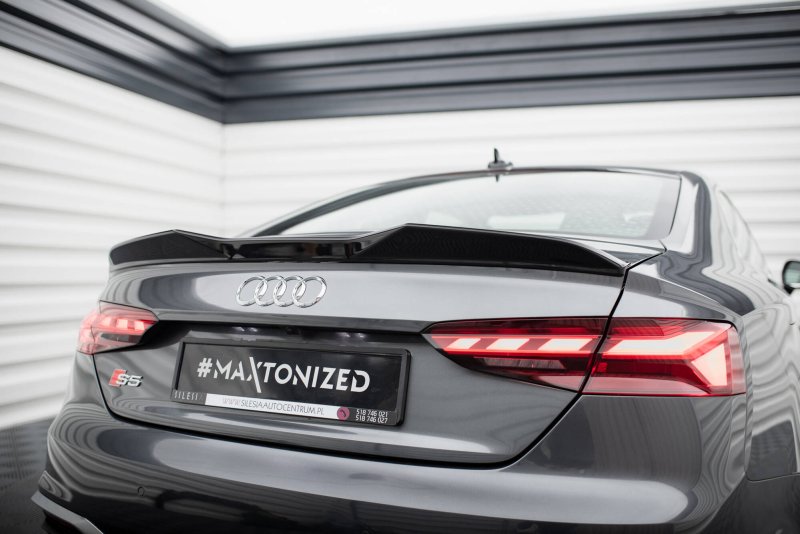 Maxton Spoiler CAP Abrisskante 3D Audi S5 Coupe / A5 S-Line Coupe F5 Facelift schwarz Hochglanz AU-S5-2F-CAP1-G