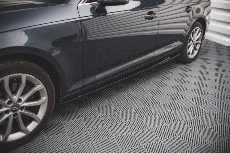Maxton Seitenschweller Ansatz für Audi A4 Avant B9 schwarz Hochglanz AU-A4-B9-AV-SD1-G