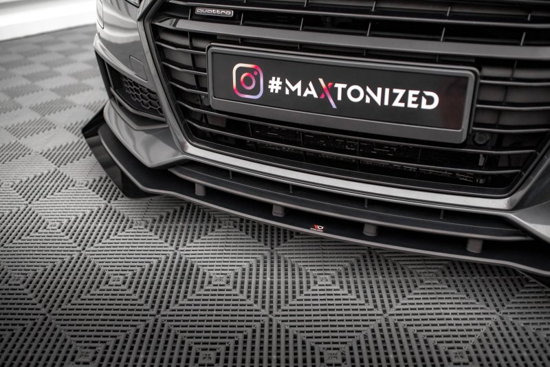 Maxton Street Pro Front Ansatz + Flaps Audi TT S / S-Line 8S schwarz Hochglanz AUTT3SLINECNC-FD1BRB+FSF1-G