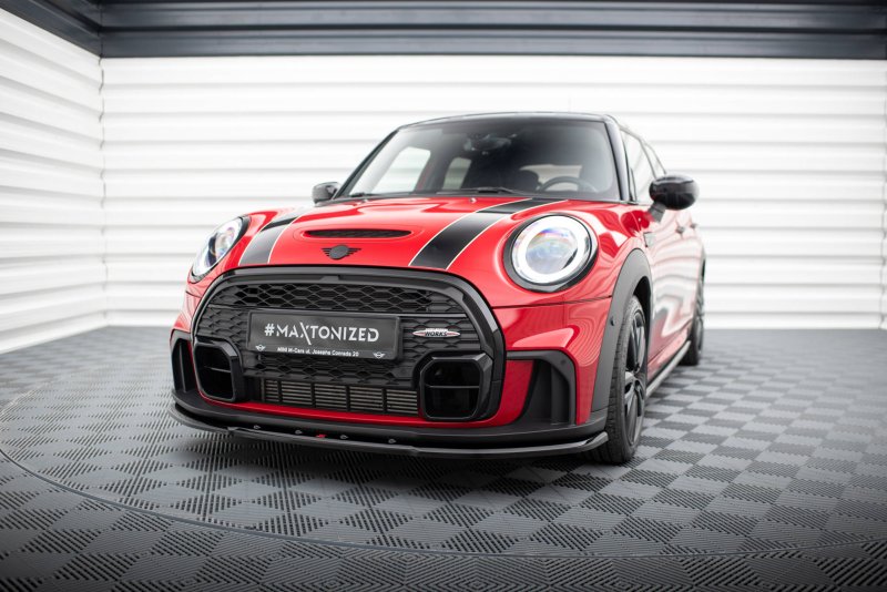 Maxton Front Ansatz V.1 für Mini Cooper S John Cooper Works F56 Facelift schwarz Hochglanz MC-3F-56-JCW-5D-FD1-G