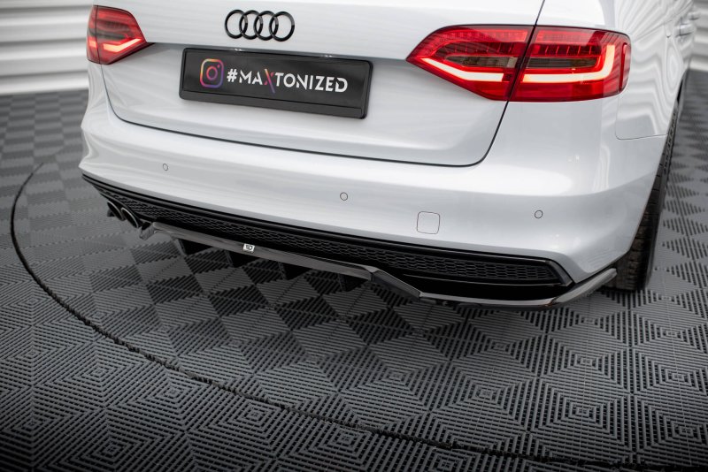 Maxton Mittlerer Cup Diffusor Heck Ansatz Audi A4 Competition B8 Facelift schwarz Hochglanz AU-A4-B8F-COMP-RSD1G+RD1-G