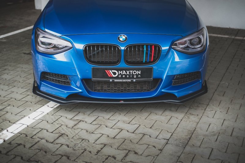 Maxton Racing Front Ansatz für passend +Flaps für BMW M135i F20 schwarz Hochglanz BM1F20MCNC-FD1B+FSF1-G