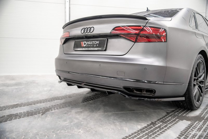 Maxton Mittlerer Diffusor Heck Ansatz DTM Look für Audi A8 D4 Facelift schwarz Hochglanz AU-A8-D4F-RD1G+RD2-G