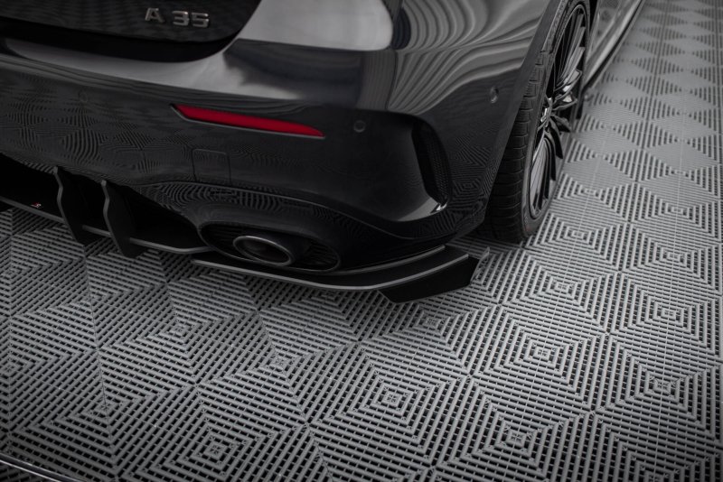 Maxton Street Pro Heck Ansatz Flaps Diffusor + Flaps Mercedes-AMG A35 Hatchback W177 schwarz Hochglanz MEA177F35CNC-RSD1BRB+RSF1-G