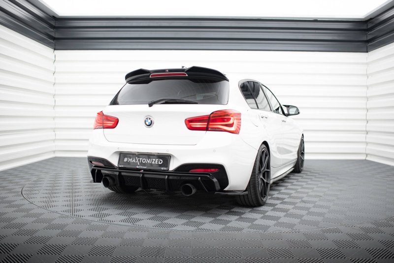 Maxton Heck Ansatz Flaps Diffusor V.5 (heckansatz v.3) BMW 1er M-Paket / M140i F20 Facelift schwarz Hochglanz BM-1-F20F-M-RSD5-G