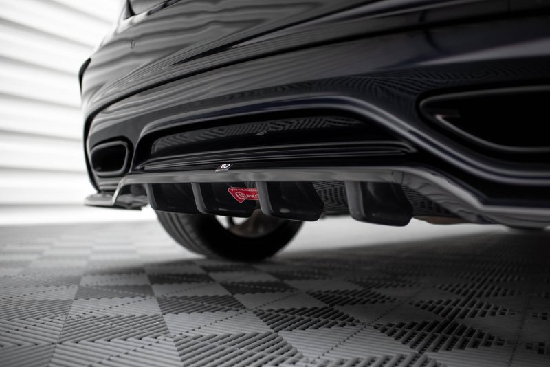 Maxton Mittlerer Cup Diffusor Heck Ansatz Mercedes-Benz A AMG-Line W176 Facelif schwarz Hochglanz ME-A-176F-AMGLINE-RD1G+RD2-G