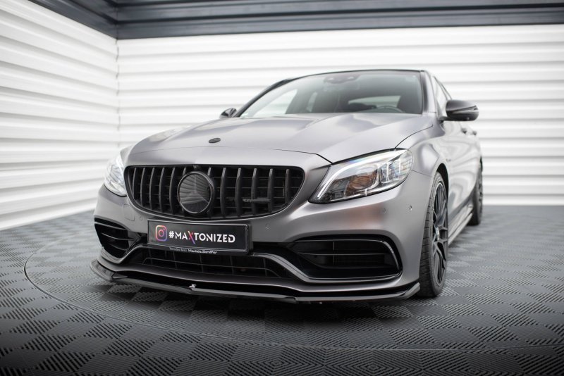 Maxton Front Ansatz V.1 Mercedes-AMG C63 Limousine / Kombi W205 Facelift schwarz Hochglanz ME-C-205F-63-FD1-G