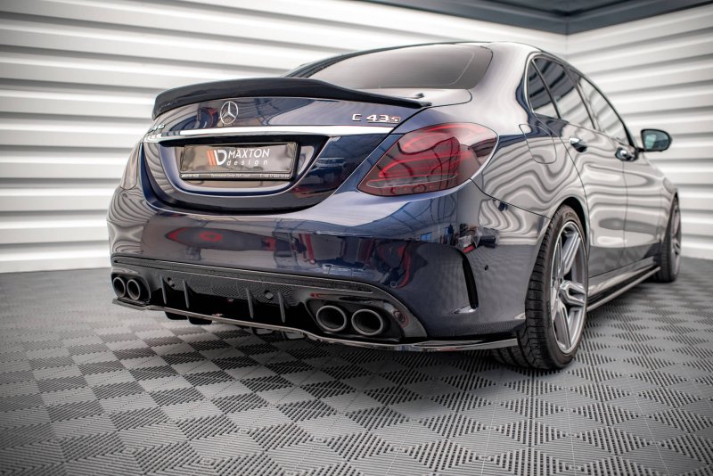 Maxton Mittlerer Diffusor Heck Ansatz DTM Look für Mercedes-AMG C 43 Limousine W205 Facelift schwarz Hochglanz ME-C-205-AMG-RD1G+RD2-G