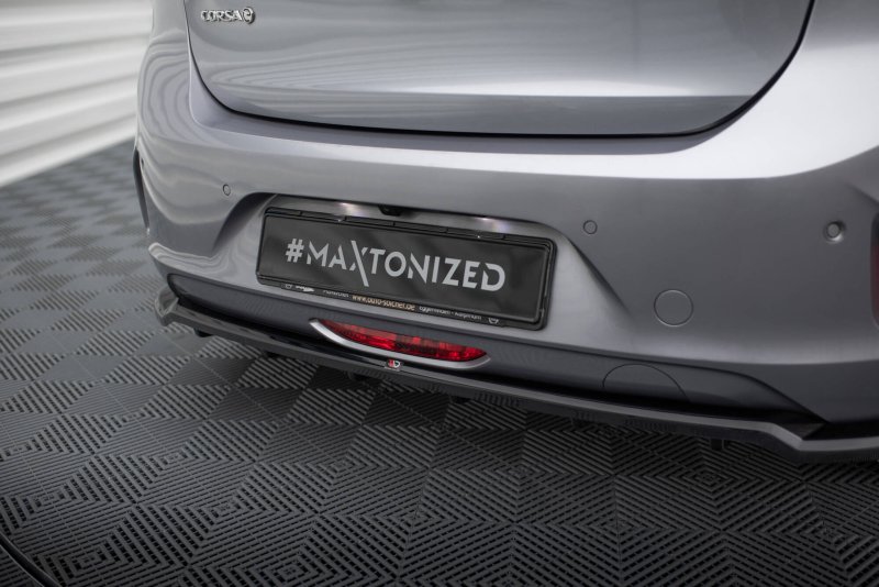 Maxton Mittlerer Cup Diffusor Heck Ansatz Opel Corsa - e F ( Mk6) schwarz Hochglanz OP-CO-F-RD1G+RD2-G
